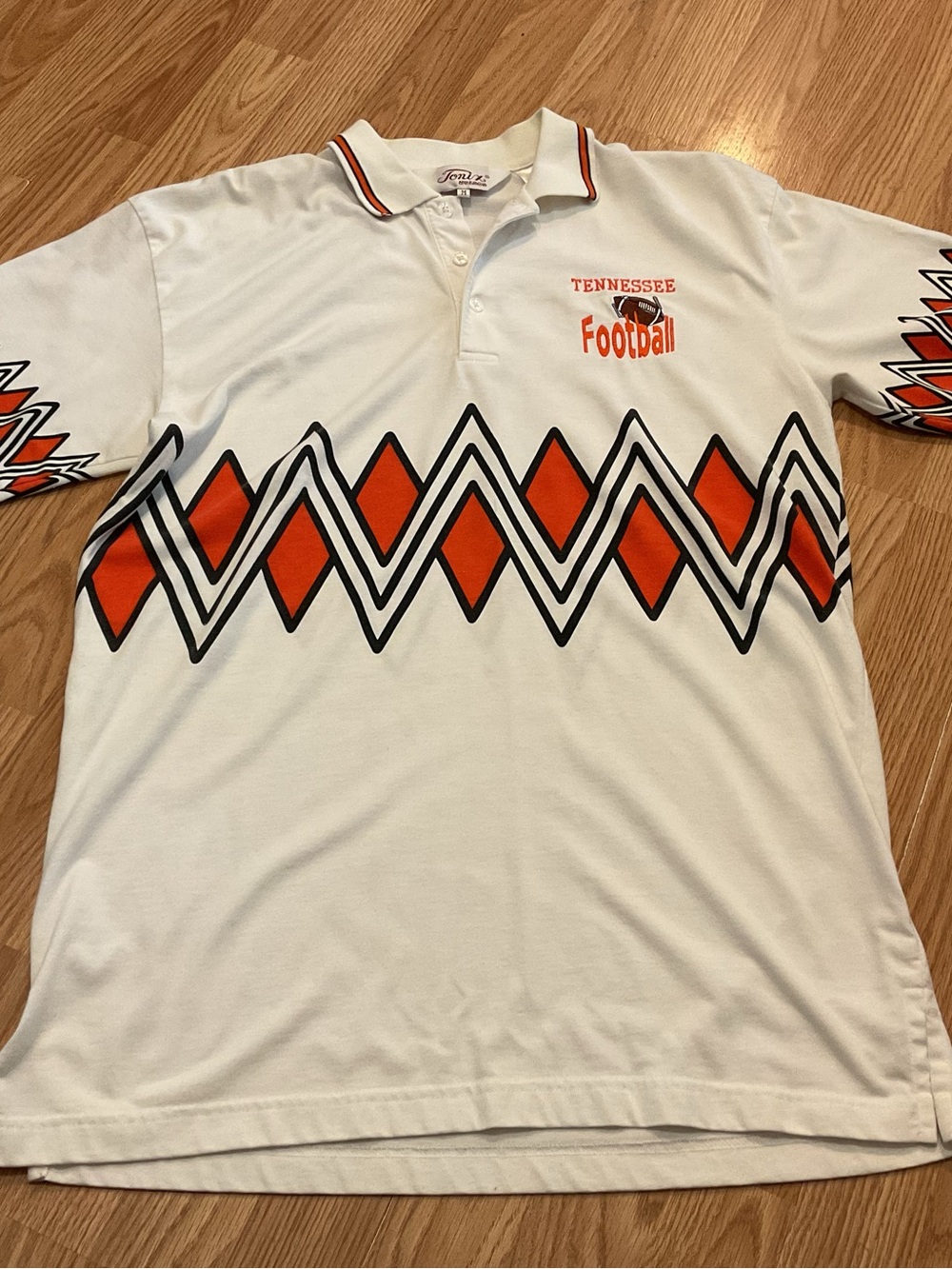 VTG Tennessee Football White & Orange Polo Shirt SZ.M. 42 x32